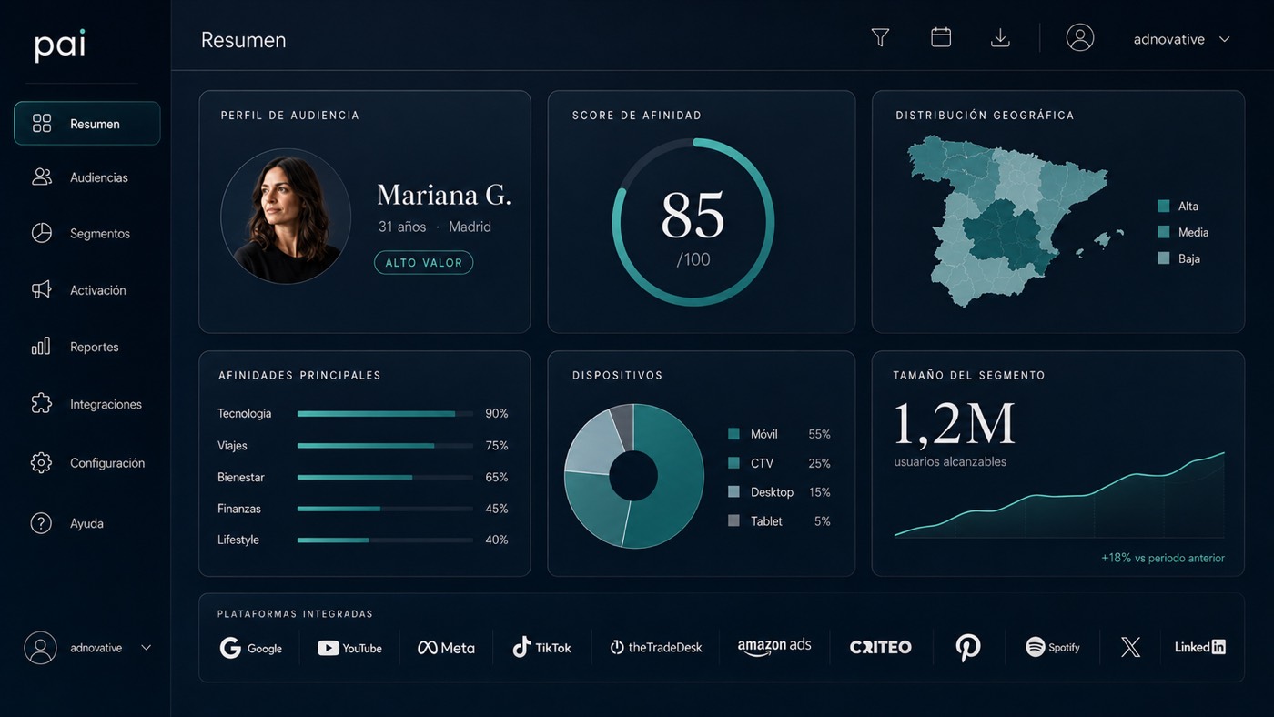 Ficha de perfil en el PAI: afinidades, dispositivos y plataformas integradas